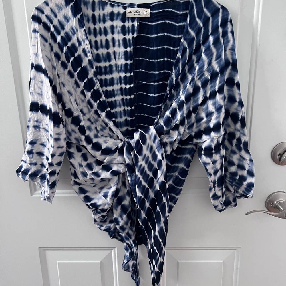 Natural Life Indigo and White Tie-Dye Top